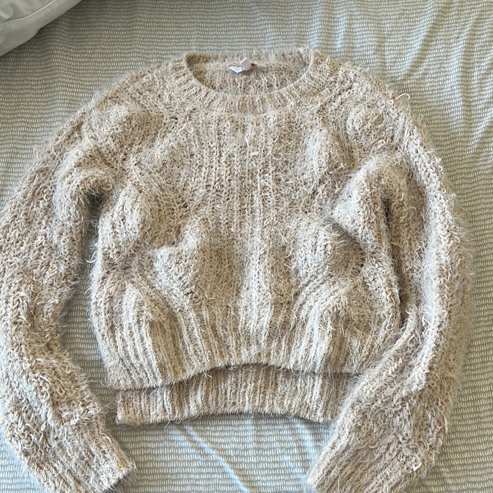 Fuzzy cream sweater